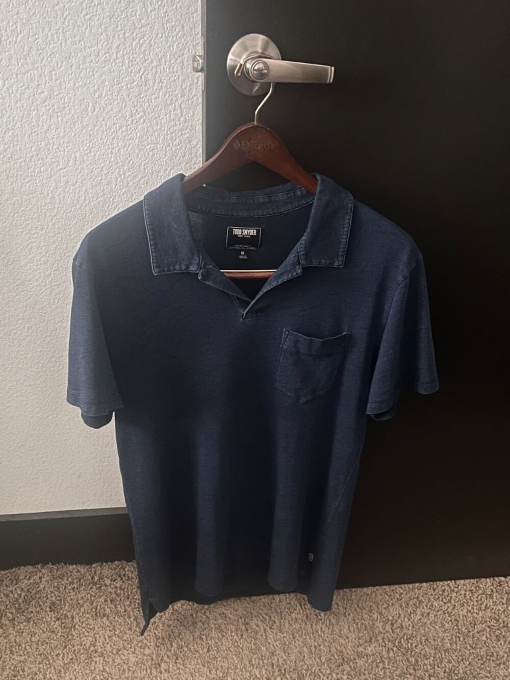 Todd Snyder Indigo Slub Jersey Montauk Polo Shirt Medium